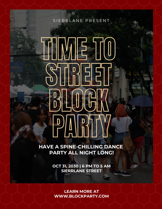 Red Modern Block Party Poster Template