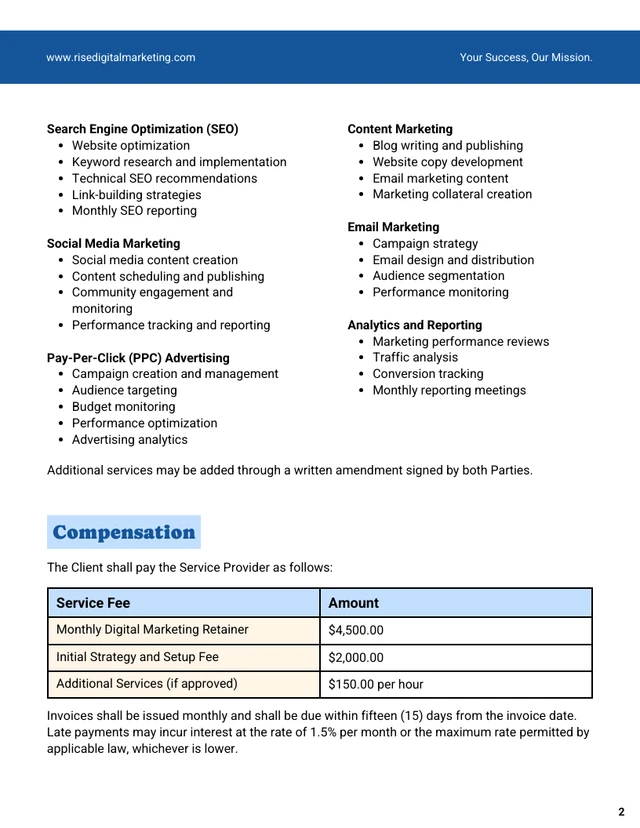 Digital Marketing Contract Template - Seite 2