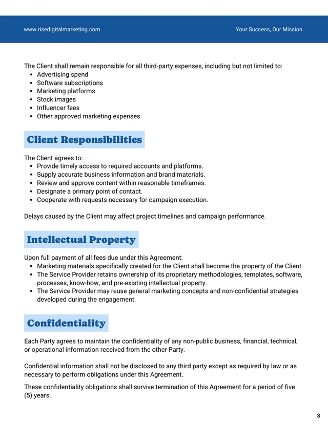 Digital Marketing Contract Template - Seite 3