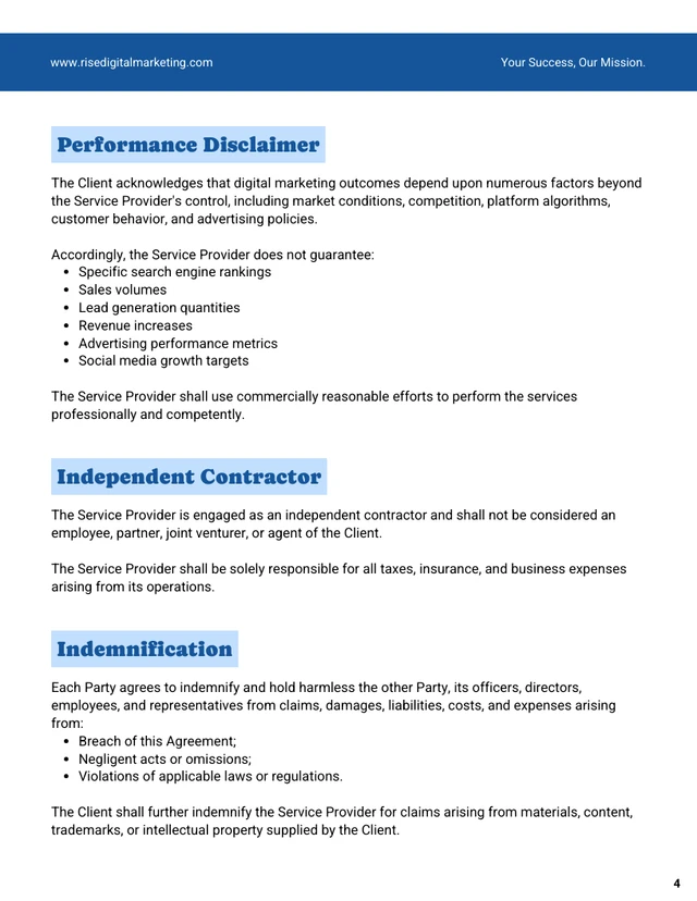 Digital Marketing Contract Template - Seite 4