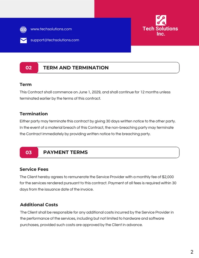 IT Maintenance Contract Template - page 2