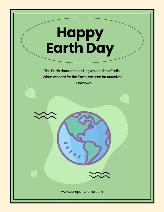 Simple Circle Green Earth Day Poster Template