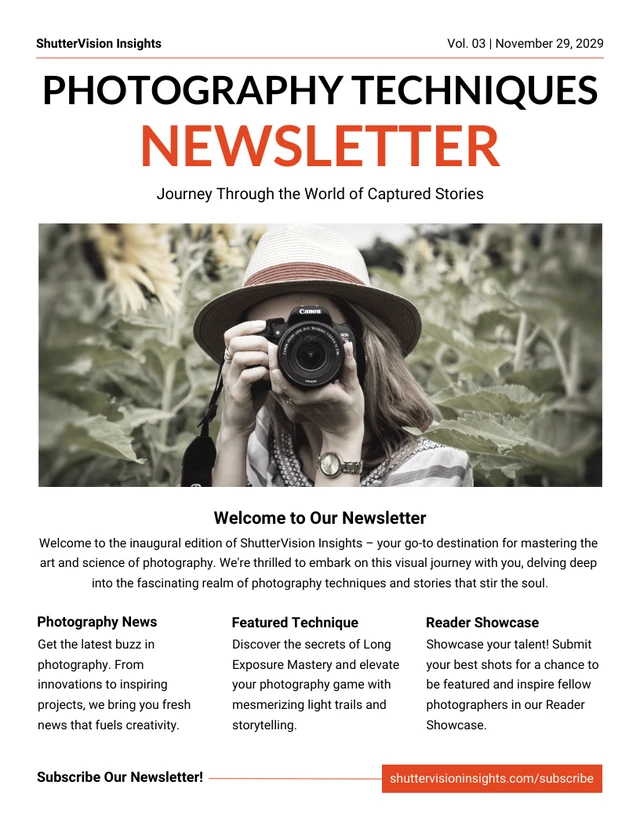 Photography Techniques Newsletter Template