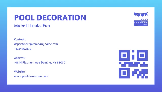 Blue Gradient Simple Business Professional Pool Name Card - Page 2