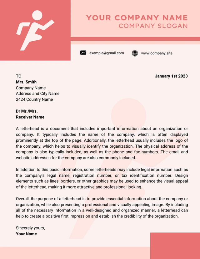 Light Pink Feminine Simple Graphic Design Letterhead Template
