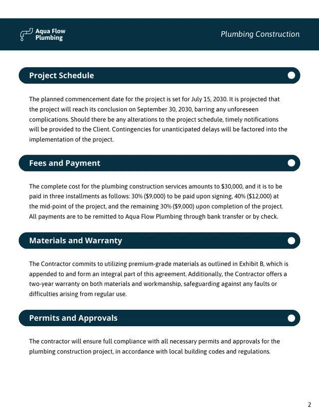 Plumbing Construction Contract Template - Página 2