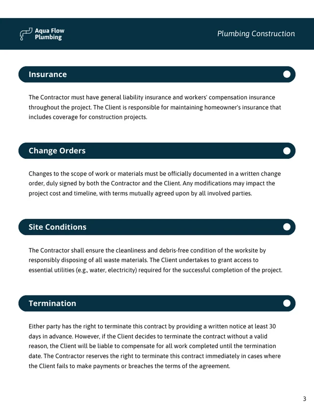 Plumbing Construction Contract Template - صفحة 3