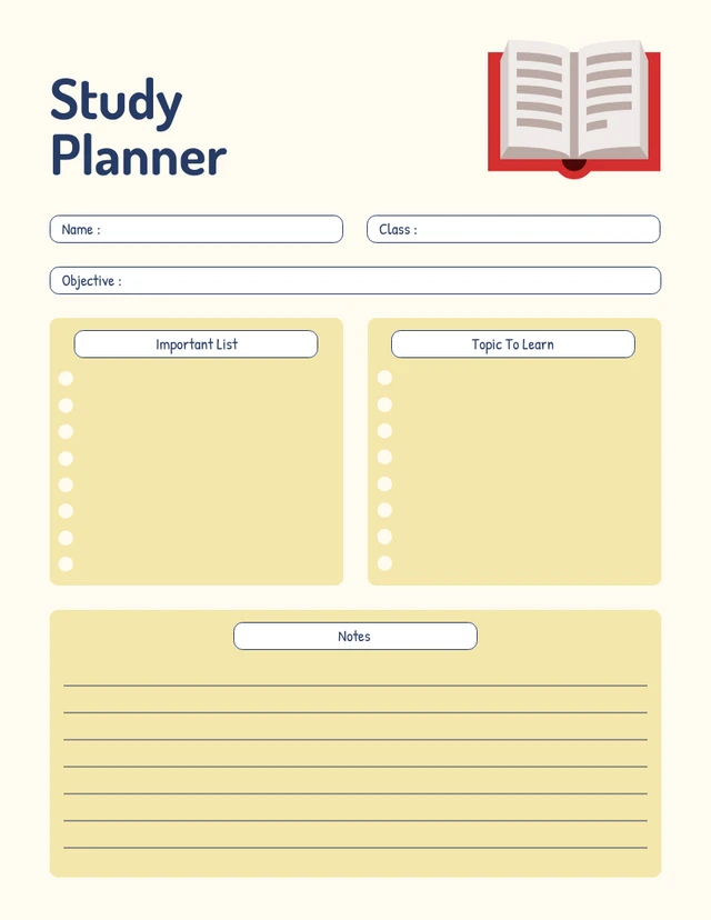 Soft Yellow Simple Lesson Planner Template