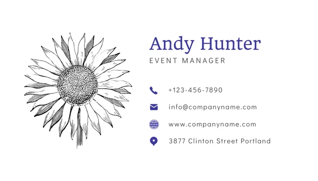 Blue And Yellow Aesthetic Floral Event Planner Business Card - Page 2