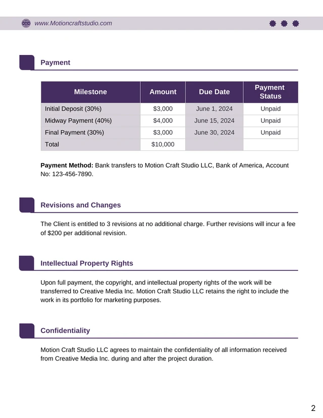 Motion Design Contract Template - صفحة 2