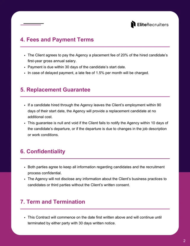 Recruiting Agency Contract Template - Page 2