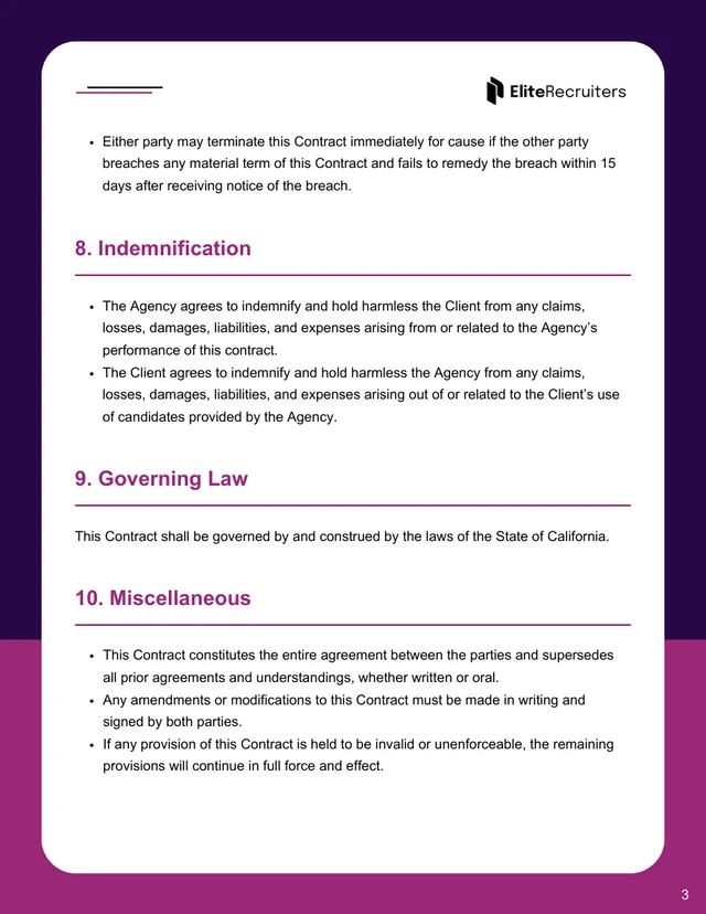 Recruiting Agency Contract Template - Page 3