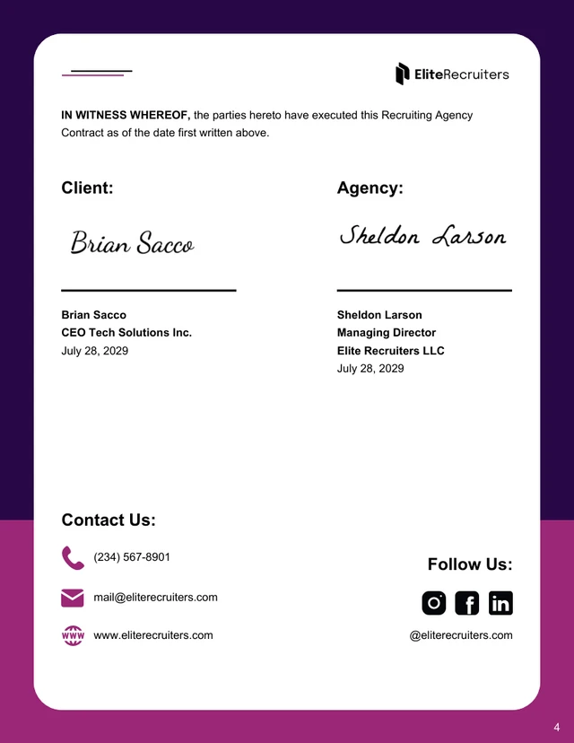 Recruiting Agency Contract Template - Page 4