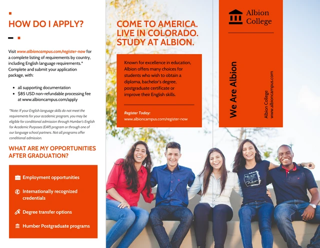 Modern Orange College Tri Fold Brochure - Page 1