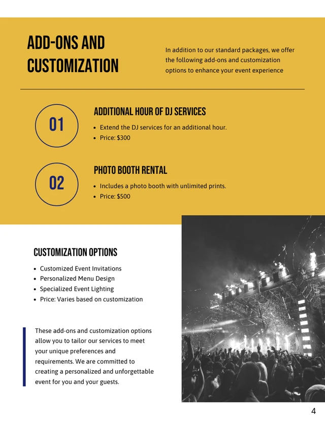 Event Pricing Proposals - Page 4
