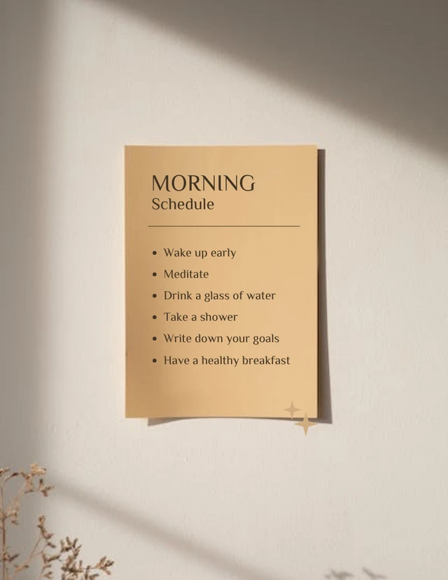 Neutral Aesthetic Minimalist Morning Schedule List Template