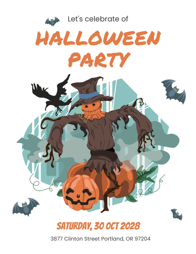 White Minimalist Halloween Party Invitation Template