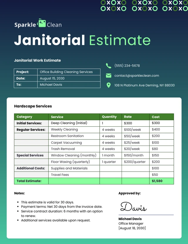 Janitorial Estimate Template