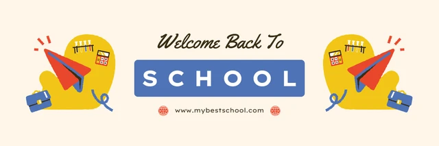 Cream And Blue Simple Cheerful Welcome Back To School Banner Template