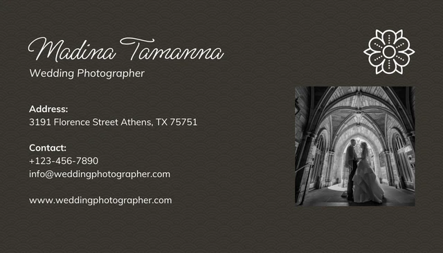 Dark Brown Elegant Professional Wedding Photographer Business Card - Page 2