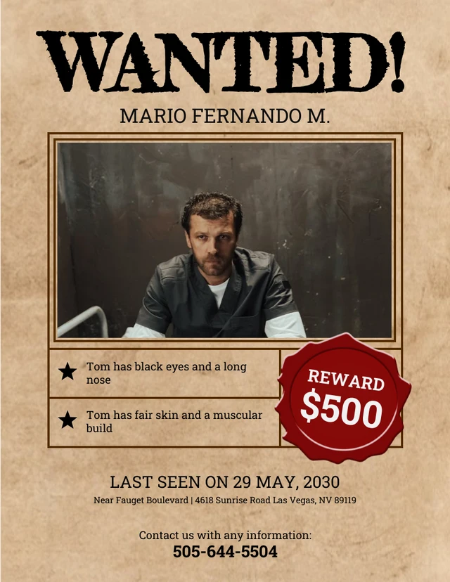 Brown And Paper Patern Simple Wanted Poster - صفحة 1