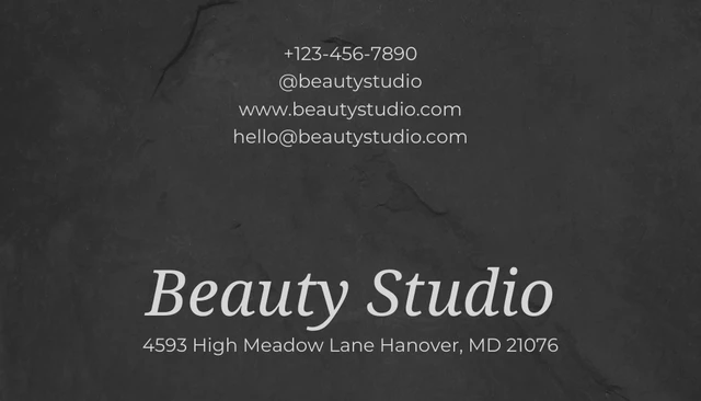 Black Modern Texture Beauty Studio Business Card - Page 2