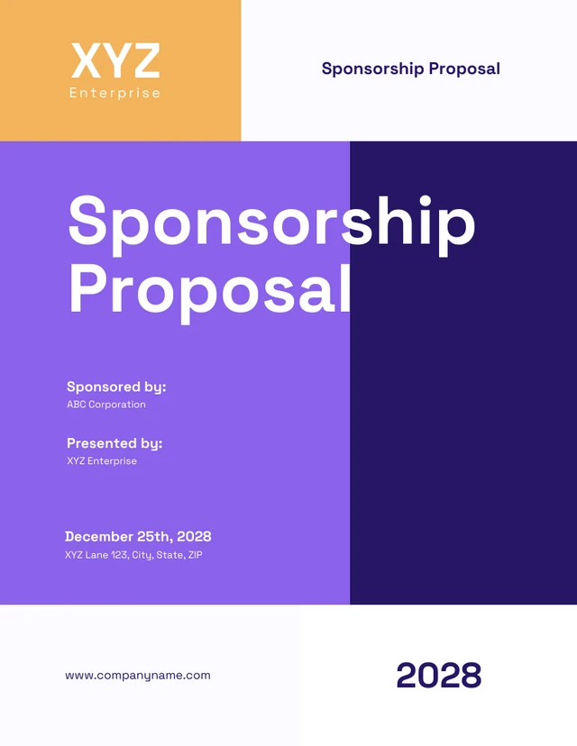 Purple And Orange Sponsorship Proposal - Page 1