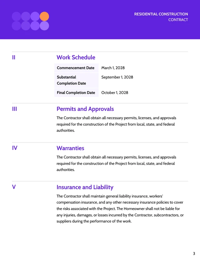 Residential Construction Contract Template - Page 3