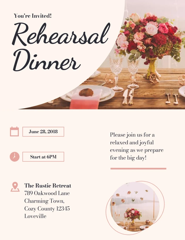 Light Pink Minimalis Rehearsal Dinner Invitation Template