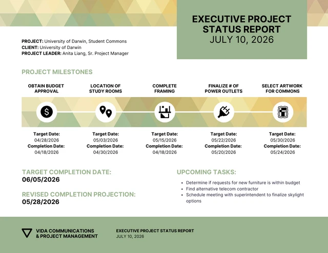 Executive Project Status Report Template - Page 2