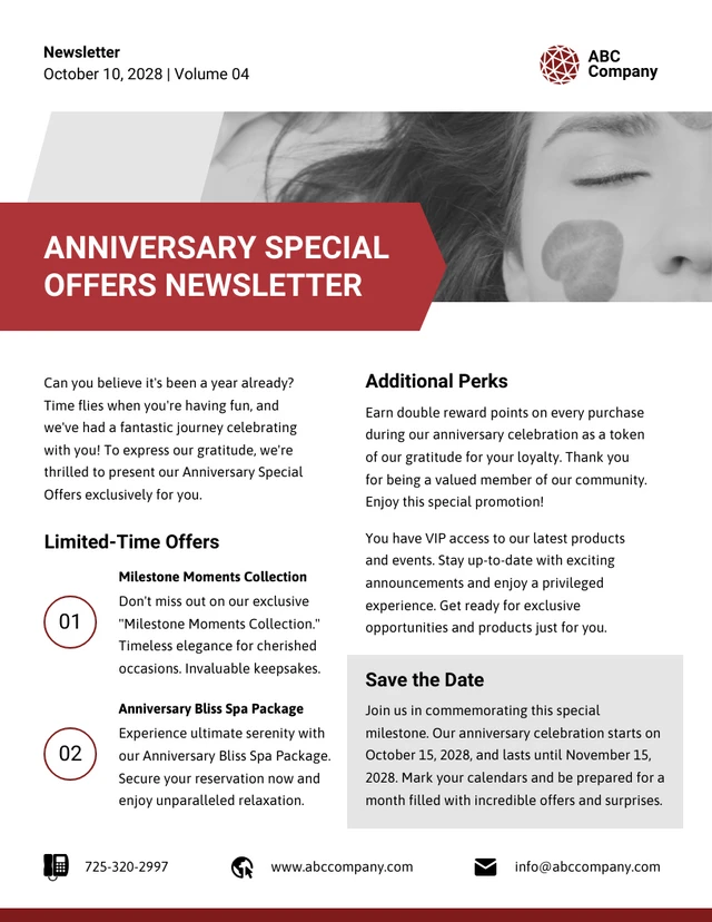 Anniversary Special Offers Newsletter Template