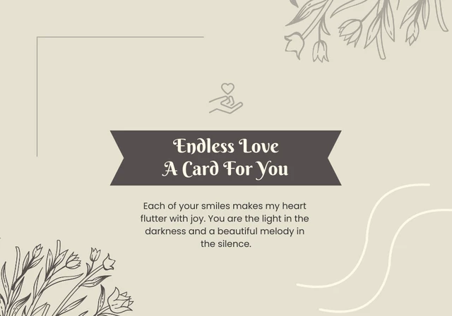Modèle de carte d'amour floral beige simple