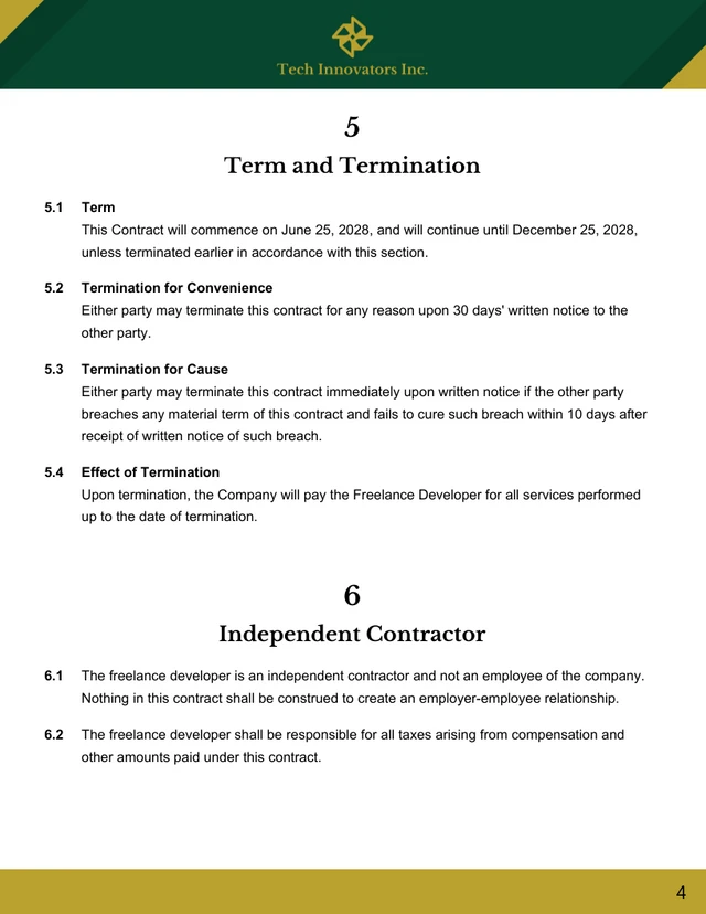 Freelance Developer Contract Template - page 4