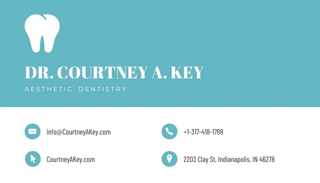 Teal Dentist Personal Business Card - Page 1