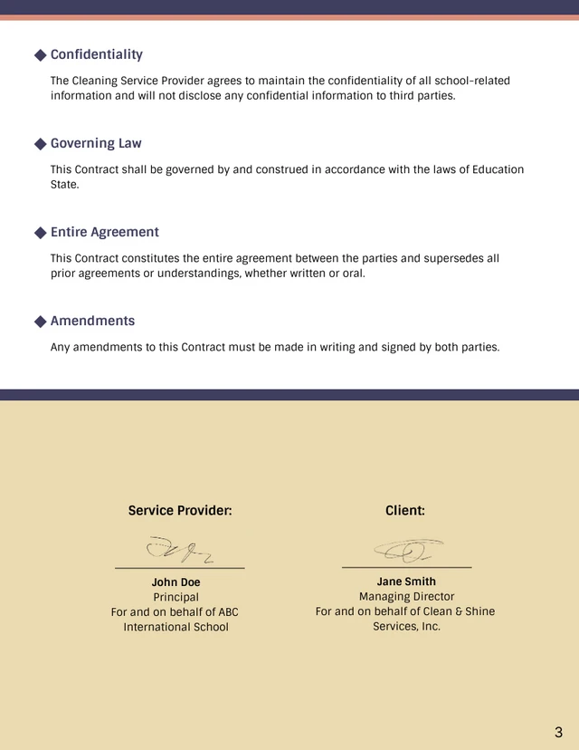 School Cleaning Contract Template - Page 3