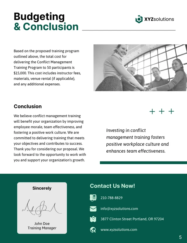 Conflict Management Training Proposal Template - Page 5