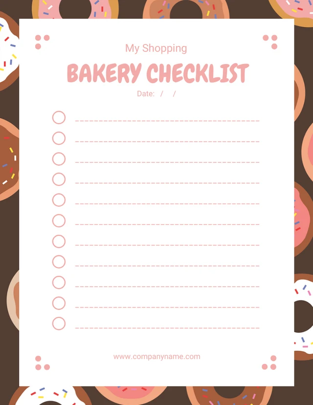 Brown And Pink Modern Illustration Shopping Bakery Checklist