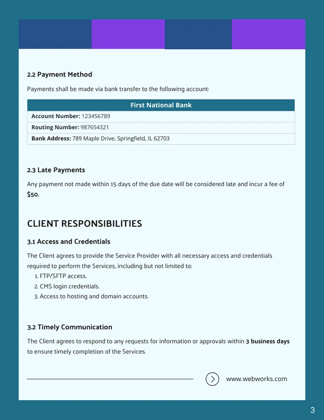 Website Maintenance Contract Template - Seite 3