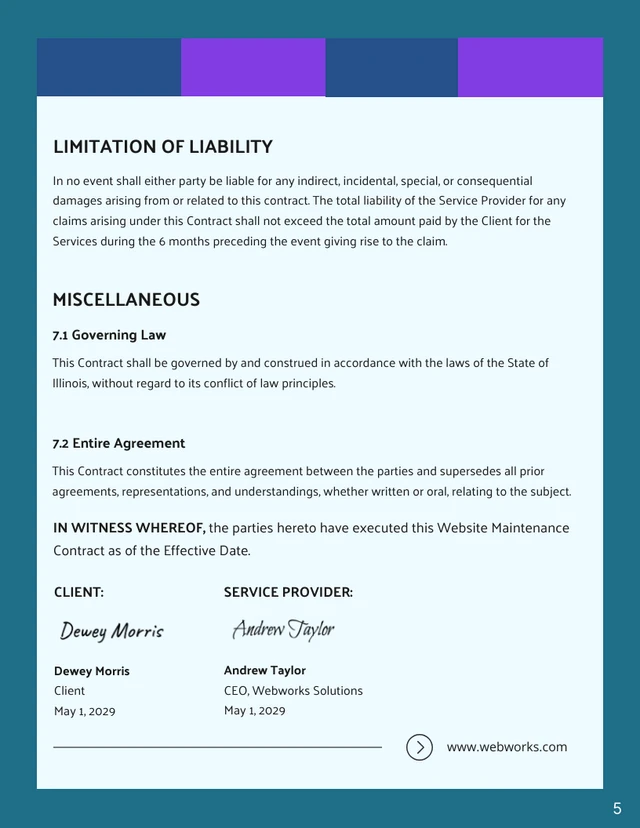 Website Maintenance Contract Template - Seite 5