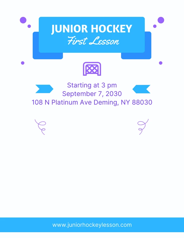 Light Grey And Blue Simple Illustration Hockey Poster Template