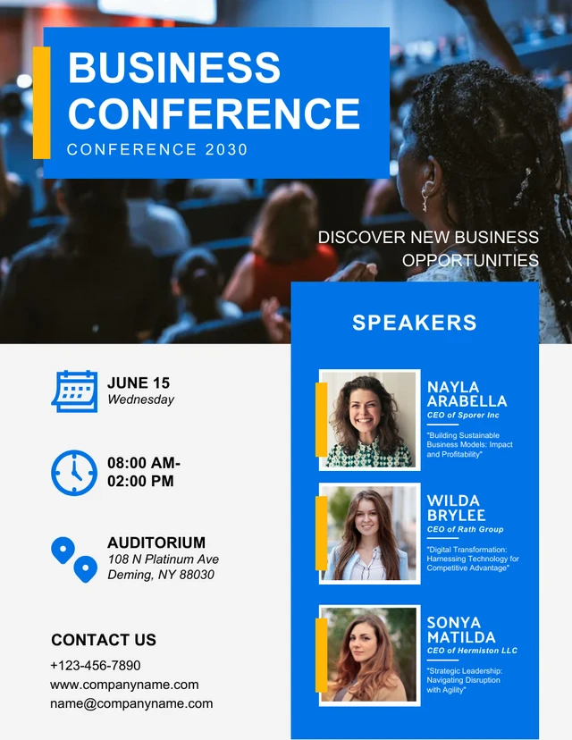 Light Grey And Blue Modern Professional Business Conference Poster Template